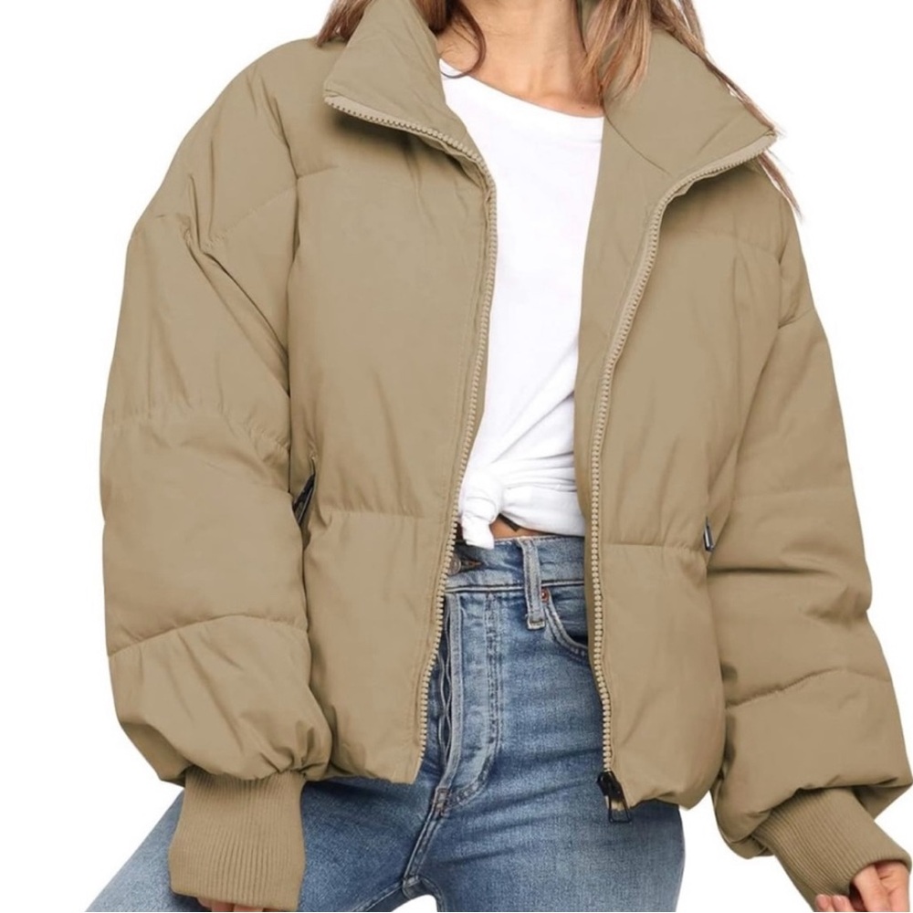 KYL Winter Puffer Jacket Oversized ZipUp Quilted Puffy Bubble Short Down Size XS